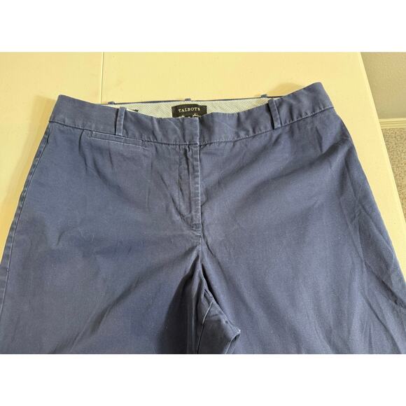 Talbots pants Navy Blue stretch cotton chino straight leg &  pockets Sz 12 Curvy - Picture 4 of 8